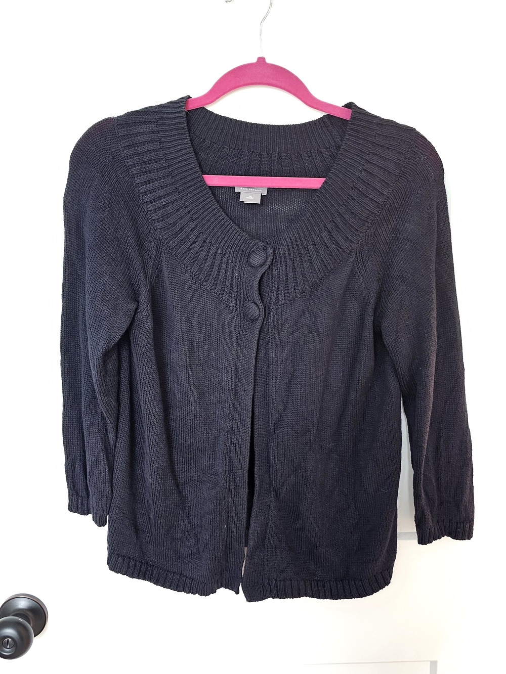 Ann Taylor Women’s Navy Button-Front Knit Sweater